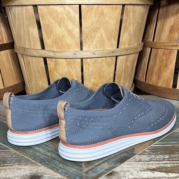 Cole Haan Original Grand Knit Wingtip II Gray Tan Oxfords Shoes Mens Size 13 - Picture 5 of 11